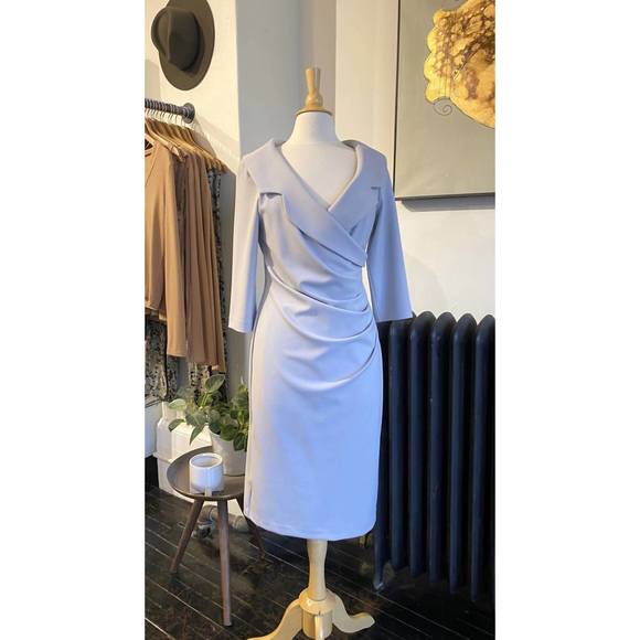 NEW JOSEPH RIBKOFF blazer style ruched dress in grey frost - Picture 1 of 3